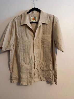 Haband Khaki Guayabera Shirt with Tropical Patch